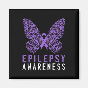 Íman Borboleta Epilepsia Mês Sensibilização Fita Roxa S