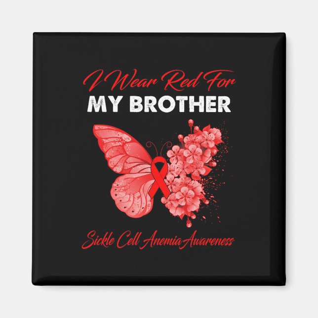 Íman Borboleta Eu Visto Vermelho Para Meu Irmão Célula  (Frente)