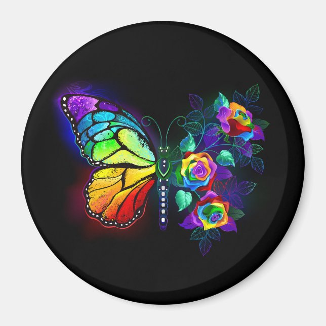 Íman Borboleta flor de arco-íris (Frente)