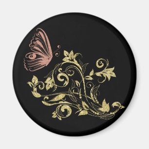 Íman Borboleta floral dourada