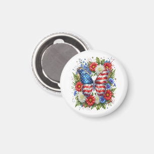Íman Borboleta Floral Vermelha Branca Azul da Bandeira