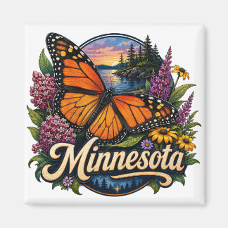 Íman Borboleta Monarca e Flores Silvestres de Minnesota