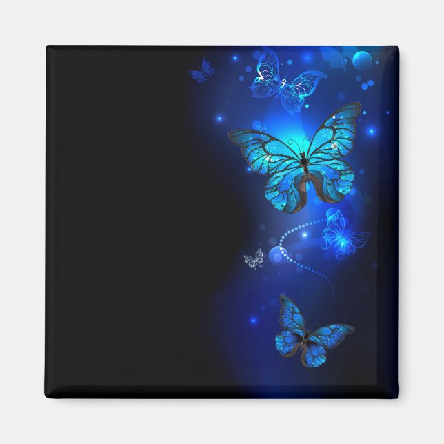 Íman Borboleta Morpho em Fundo Escuro (Frente)