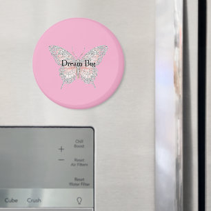 Íman Borboleta Prateada Rosa Personalizada