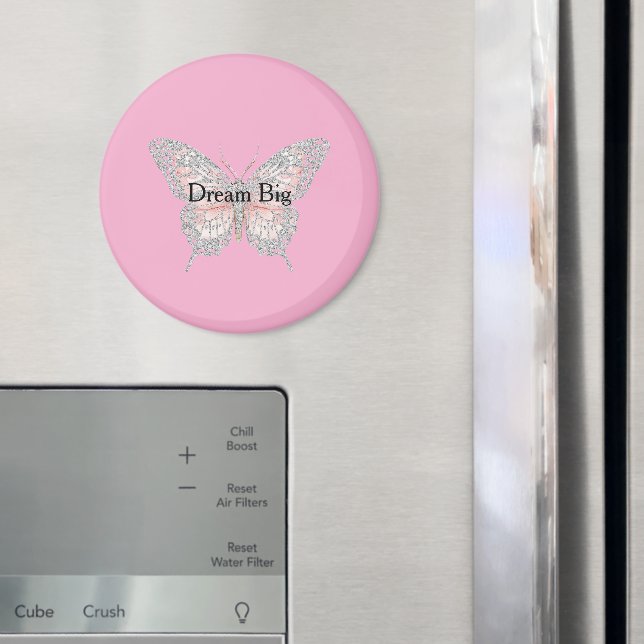 Íman Borboleta Prateada Rosa Personalizada (In Situ (Fridge))