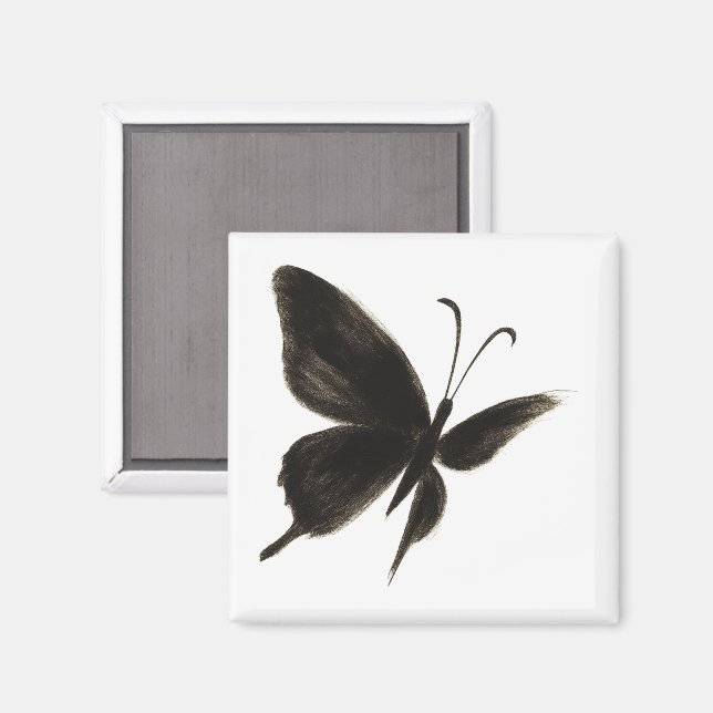 Íman Borboleta Preta - Design de asa elegante (Front/Back)