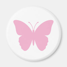 Íman Borboleta Rosa Design Simples Redondo