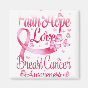 Íman Borboleta Rosa Fé Esperança Amor Cancer