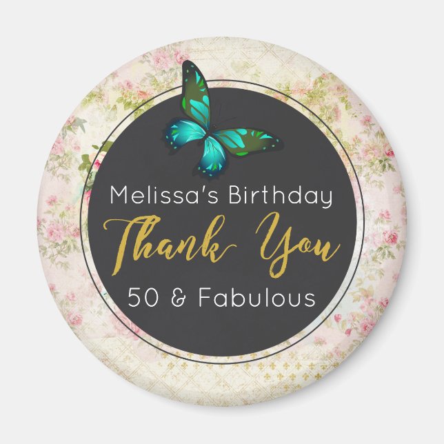 Íman Borboleta Verde Emerald em Obrigados de Colagem Vi (Frente)