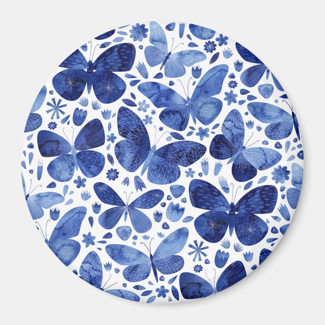 Íman Borboletas Aquarela Azul (Frente)