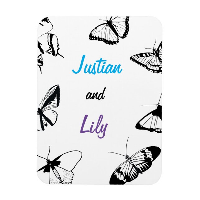 Íman Borboletas brancas e pretas (Vertical)