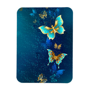 Íman Borboletas de Ouro em um fundo azul