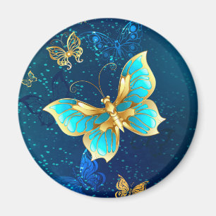 Íman Borboletas de Ouro em um fundo azul
