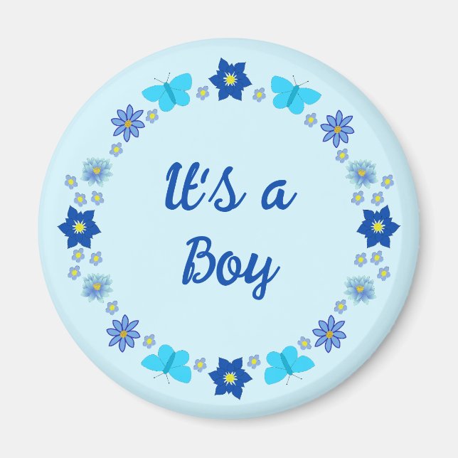Íman Borboletas e flores do menino azul personalizadas (Frente)