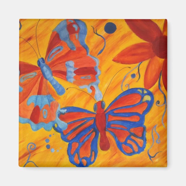 Íman borboletas e flores ímã para pintura de óleo (Frente)