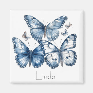 Íman Borboletas em Azul de Delft, personalizável