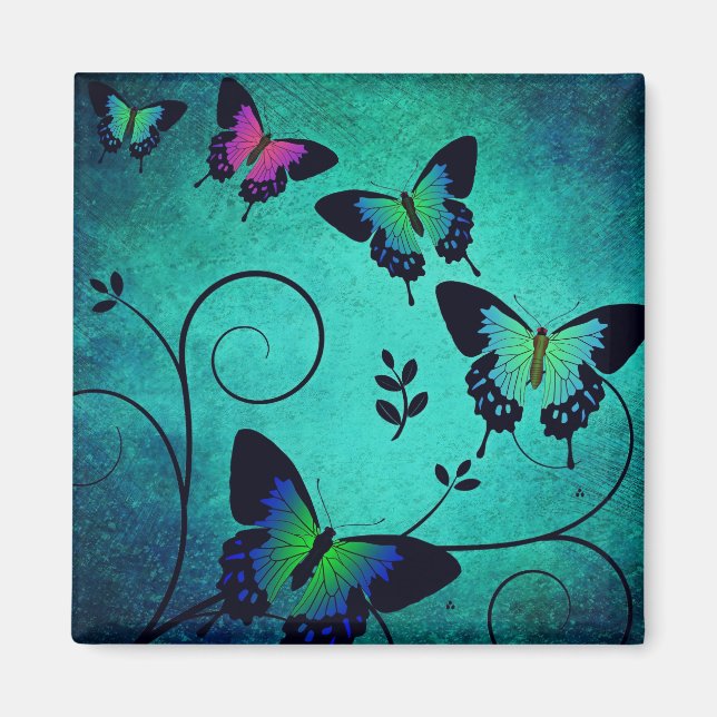 Íman Borboletas Joia Ornamentais Azul Turquesa (Frente)
