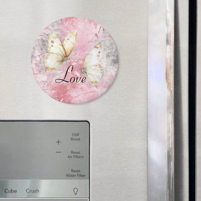 Íman Borboletas Prateadas Rosa Amor (In Situ (Fridge))