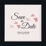 Íman Borboletas românticas cor-de-rosa Salvar datas<br><div class="desc">Salve os Anúncios de Data com Borboletas Rosa</div>