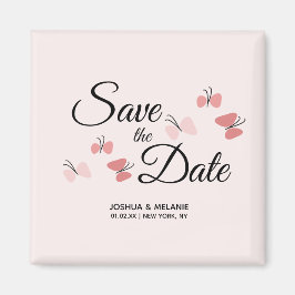 Íman Borboletas Românticas Rosa Save the Dates   