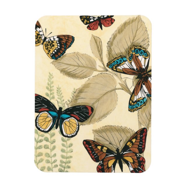Íman Borboletas Sobre Folhas (Vertical)