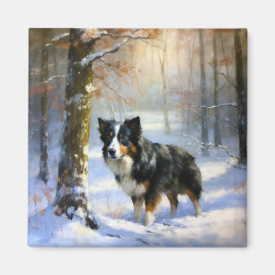 Íman Borda Collie Deixe-o nevar no Natal
