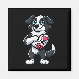 Íman Borda Collie I Ama Pai Cachorro Engraçado Tatuagem
