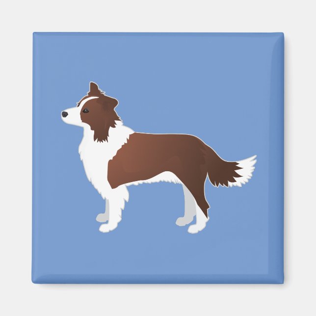Íman Borda Collie Red Dog Breed Side View Silhouette (Frente)