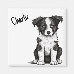 Íman Borda Collie Sheepdog Cachorro Nome Personalizado