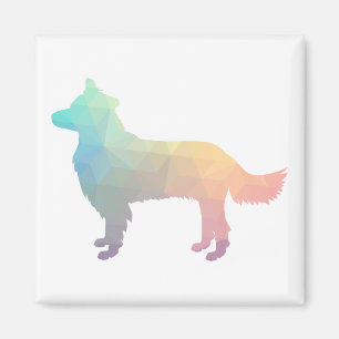 Íman Borda Collie Silhouette Geométrico Pastel