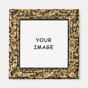 Íman Borda de Foto com Impressão Artística de Leopardo