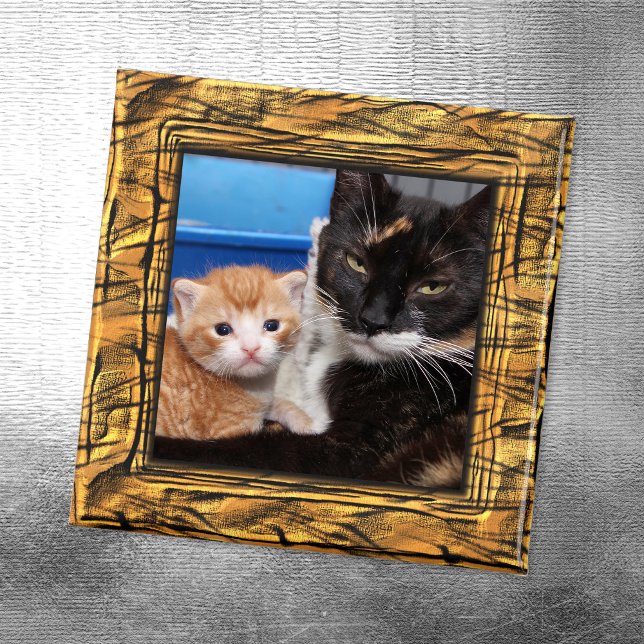 Íman Borda de Foto Listras de Tigre (Create Your Own Family Cat Photo Magnet)