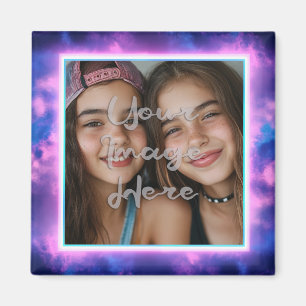 Íman Borda de Foto Neon Vaporwave, Colorida, Cuta