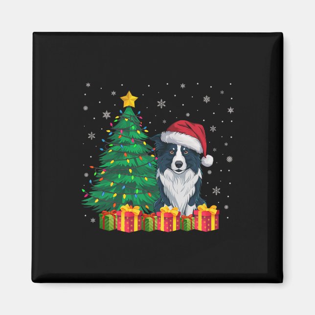 Íman Borda Feia Collie Santa Hat Cachorro das Luzes de  (Frente)