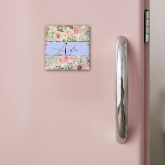 Íman Borda Floral Blush Personalizada Com Rosas
