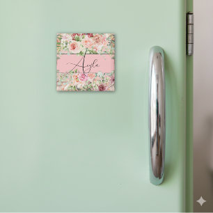 Íman Borda Floral Blush Personalizada Com Rosas