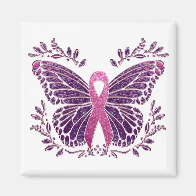 Íman Borda Floral da Borboleta de Sensibilização do Can (Frente)