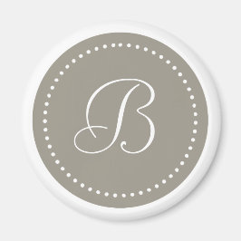 Íman Borda Redonda de Alumínio Monogramada/Ponto Branco