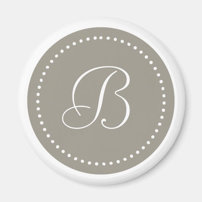 Íman Borda Redonda de Alumínio Monogramada/Ponto Branco (Frente)