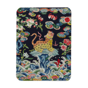 Íman bordados antigos de flores-leopardo-de-safra