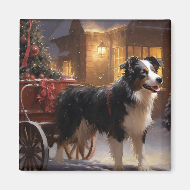 Íman Border Collie Christmas Fesason (Frente)