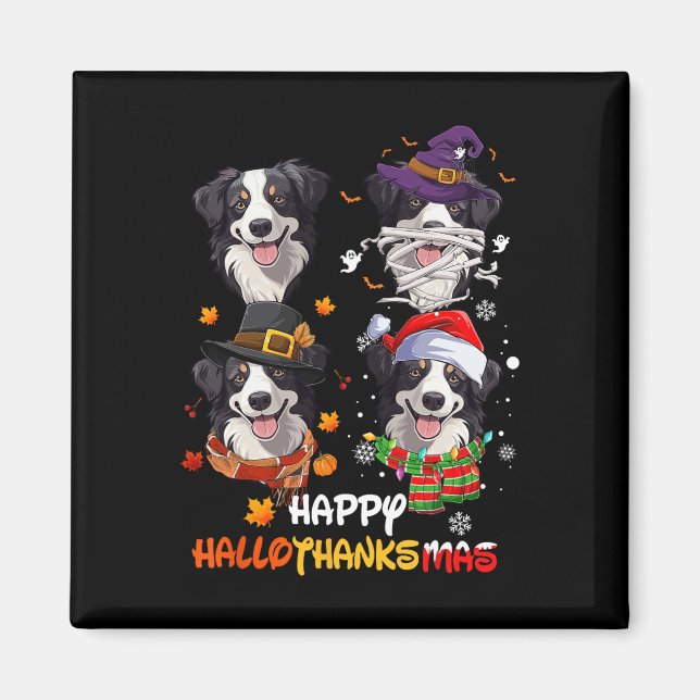 Íman Border Collie Dog Hallothanksmas Halloween (Frente)