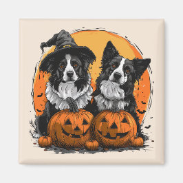 Íman Border Collie Dogs Halloween Jack O Lanternas