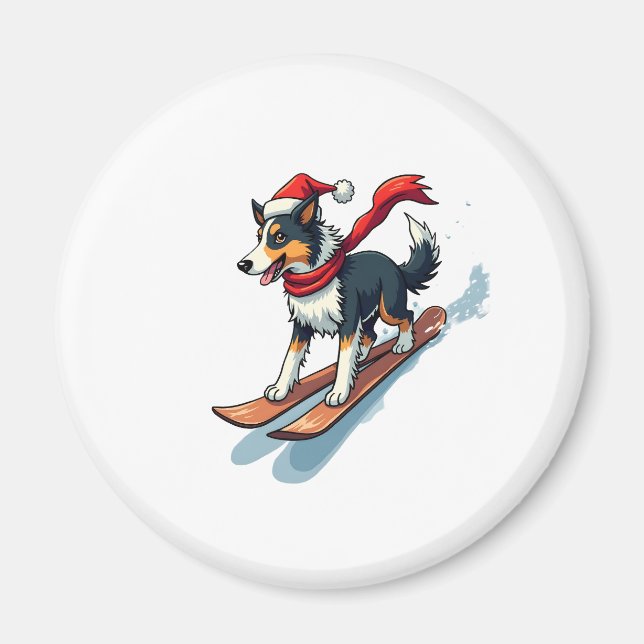Íman Border Collie Snowboarder (Frente)