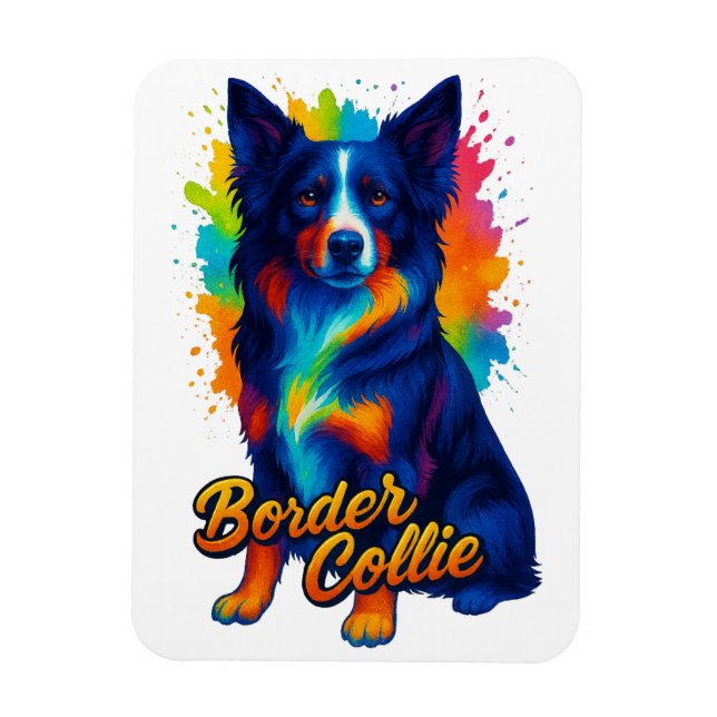 Íman Border Collie Vibrante Pop Art (Vertical)