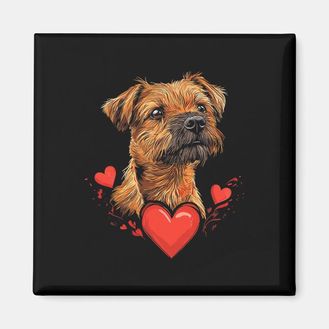 Íman Border Terrier do Dia dos Namorados  (Frente)