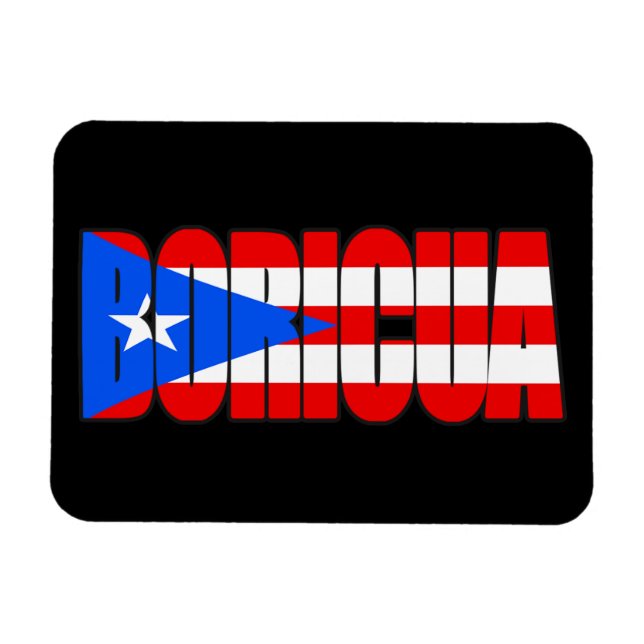 Íman Boricua Puerto Rican Flag Typography (Horizontal)