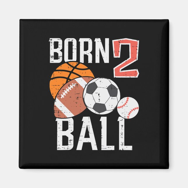 Íman Born Basketball Football 2nd Birthday Toddler Boy  (Frente)