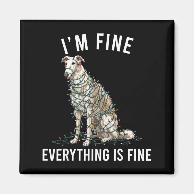 Íman Borzoi Christmas I'm Fine Everything Is Fine  (Frente)