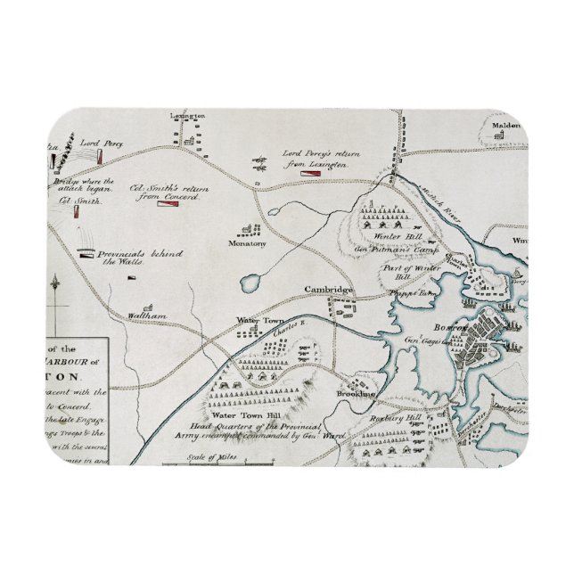 ÍMAN  BOSTON-CONCORD MAPA, 1775 (Horizontal)